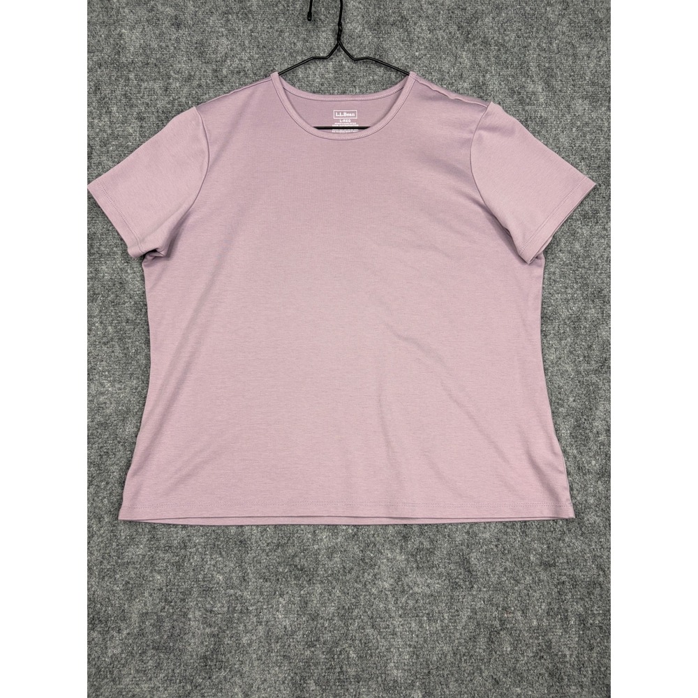 LL Bean Womens Supima Cotton Short Sleeve T-Shirt Mauve Purple L-REG 207242